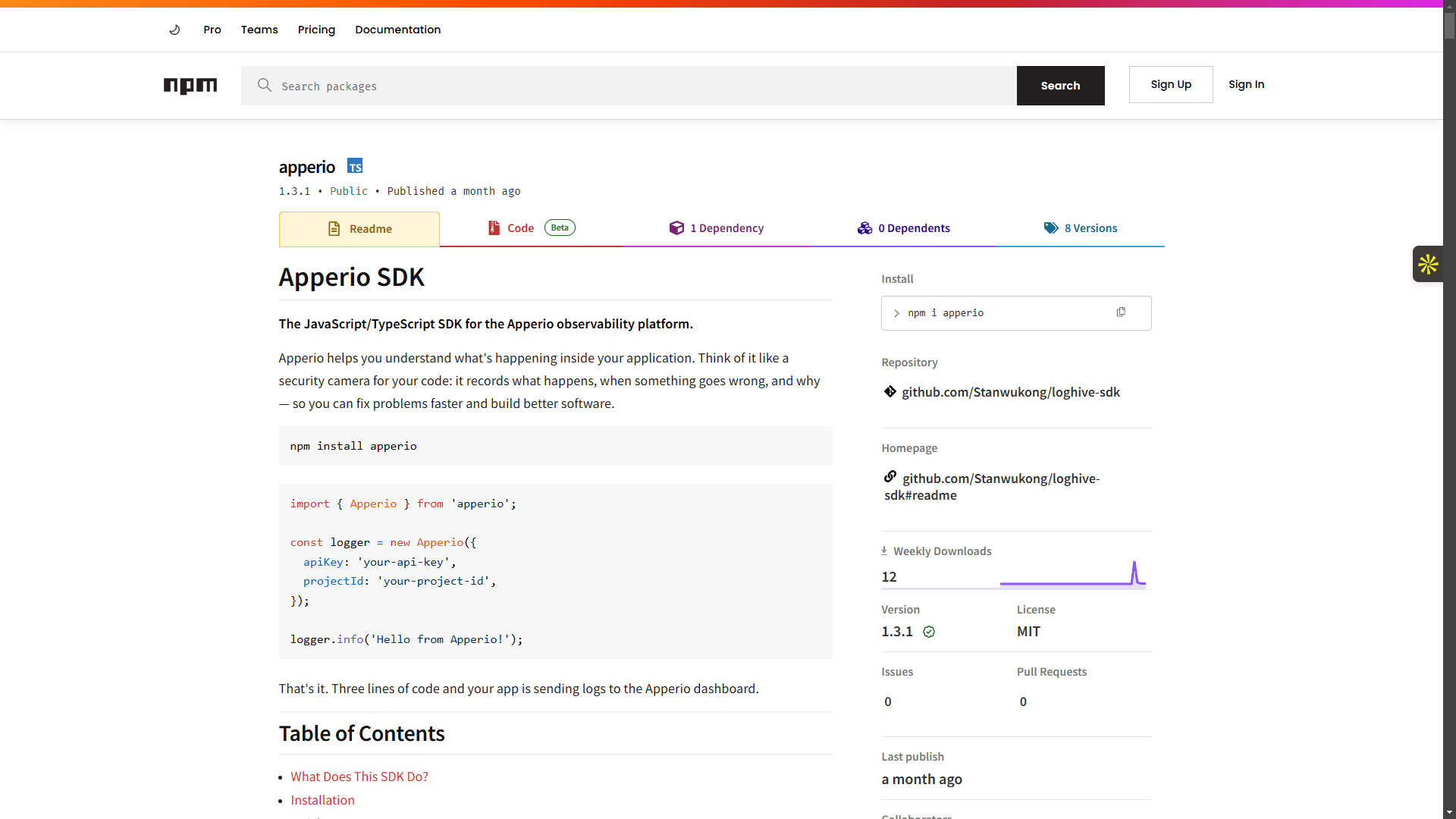 Apperio SDK